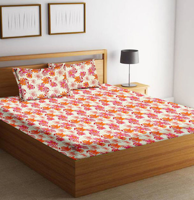 

Minu Bedsheets 120 TC Cotton Double Floral Bedsheet(Pack of 1, Pink)