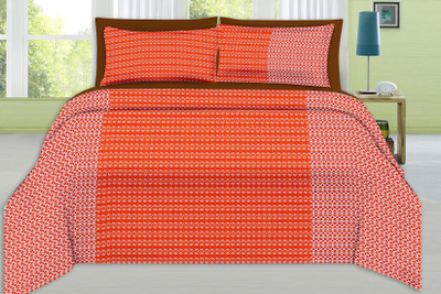 

Minu Bedsheets 120 TC Cotton Double Motifs Bedsheet(Pack of 1, Orange)