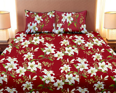 

Minu Bedsheets 120 TC Cotton Double Floral Bedsheet(Pack of 1, Maroon)