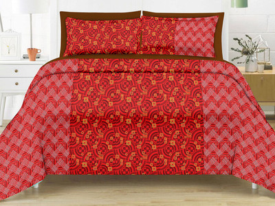 

Minu Bedsheets 120 TC Cotton Double Geometric Bedsheet(Pack of 3, Red)