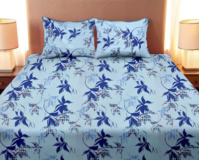 

Minu Bedsheets 120 TC Cotton Double Motifs Bedsheet(Pack of 3, Blue)