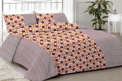 

Minu Bedsheets 120 TC Cotton Double Motifs Bedsheet(Pack of 3, Brown)