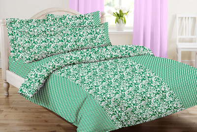 

Minu Bedsheets 120 TC Cotton Double Motifs Bedsheet(Pack of 1, Green)