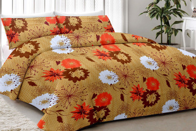 

Minu Bedsheets 120 TC Cotton Double Floral Bedsheet(Pack of 1, Brown)