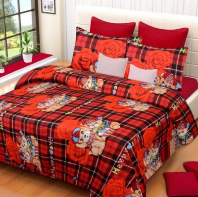 chunnu2star 144 TC Microfiber Double Checkered Flat Bedsheet(Pack of 1, Multicolor)