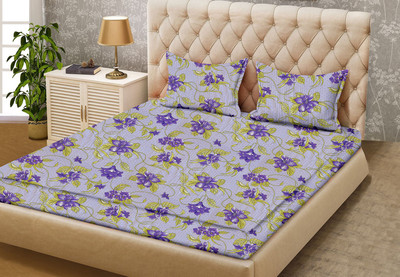 

Minu Bedsheets 120 TC Cotton Double Floral Bedsheet(Pack of 1, Blue)