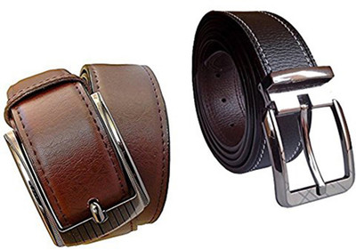 

LOOPA Men Formal Multicolor Synthetic Belt, Brown and black