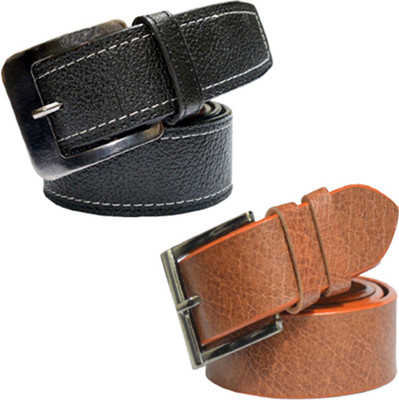 

LOOPA Men Formal Multicolor Synthetic Belt, Black and tan