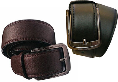 

LOOPA Men Formal Multicolor Synthetic Belt, Brown and black