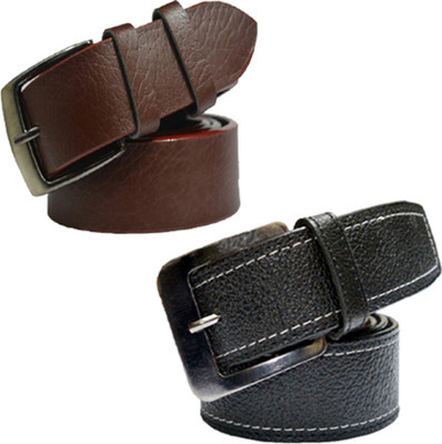 

LOOPA Men Formal Multicolor Synthetic Belt, Brown and black