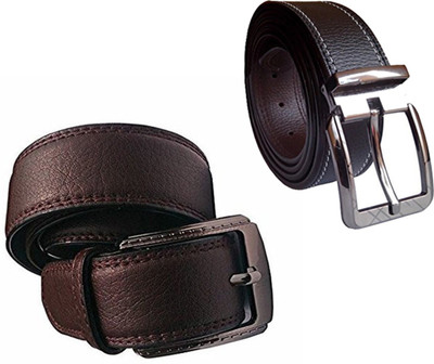 

LOOPA Men Formal Multicolor Synthetic Belt, Brown and black
