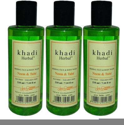 Khadi Herbal Neem & Tulsi Body wash (SLS FREE / PARABEN FREE)(3 x 210 ml) Khadi Herbal Neem & Tulsi Body wash (SLS FREE / PARABEN FREE)(3 x 210 ml)