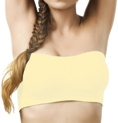 Wonder World by ™Intimate Secrets Strapless Seamless Active Base Layer Bandeau Tube Top Women Tube Lightly Padded Bra(Yellow) Wonder World by ™Intimate Secrets Strapless Seamless Active Base Layer Bandeau Tube Top Women Tube Lightly Padded Bra(Yellow)