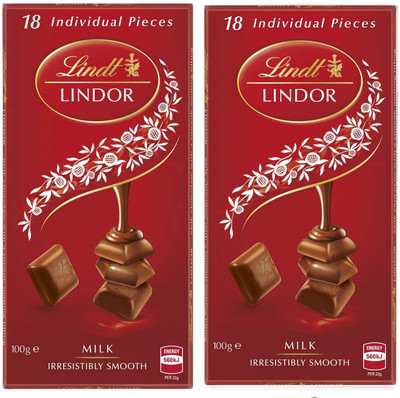 

Lindt Lindor Irresistibly Smooth Milk Chocolate, 100gm- (Pack of 2) Bars(Pack of 2, 100 g)
