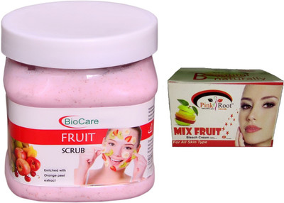 

Biocare Fruit Scrub 500ml, Pink Root Mix Fruit Bleach 50gm(Set of 2)