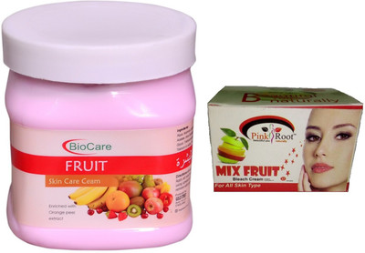 

Biocare Fruit Skin Care Cream 500ml, Pink Root Mix Fruit Bleach 50gm(Set of 2)