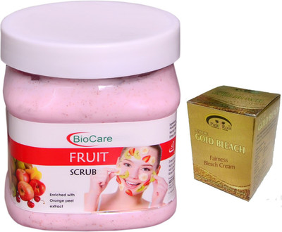 

Biocare Fruit Scrub 500ml, Pink Root Gold Bleach 50gm(Set of 2)
