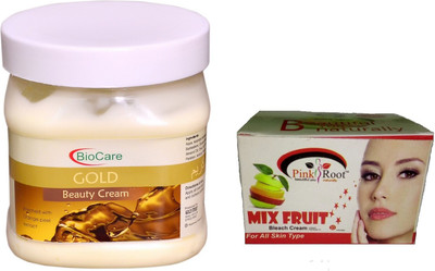 

Biocare Gold Beauty Cream 500ml, Pink Root Mix Fruit Bleach 50gm(Set of 2)
