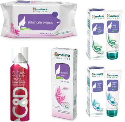 

Himalaya Intimate Wipes, Anti Rash Cream, Clean And Dry Foam Wash, Intimate Wash, Nipple Care Butter(Set of 5)