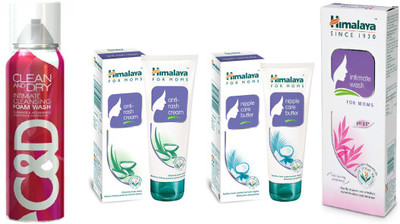 

Himalaya Clean And Dry Foam Wash, Anti Rash Cream, Nipple Care Butter, Intimate Wash(Set of 4)
