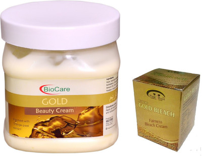 

Biocare Gold Beauty Cream 500ml, Pink Root Gold Bleach 50gm(Set of 2)