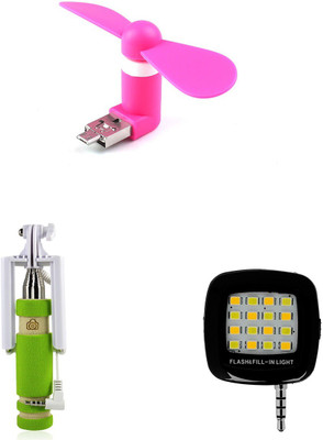 

MINIFOX MINI USB FAN, MINI SELFIE, SELFIE FLASH LIGHT Combo Set