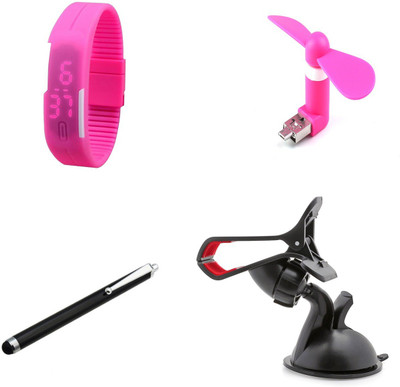 

MINIFOX MINI FAN, STYLUS PEN, MOBILE HOLDER, LED WATCH Combo Set