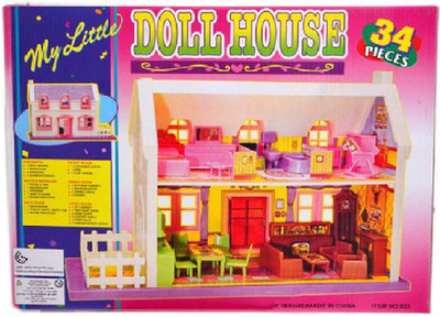 

Charlies Toy Factory Doll House 34pcs Set(Multicolor)