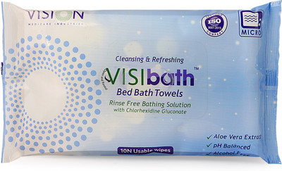 

Visibath Bed Bath Towel ( 10N per pack ) Cleansing & Refreshing wipes Size(320x320mm) Set Of 1 Pack(Pack of 10)