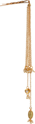 

AccessHer Gorgeous Stylish Golden Booby Pins with chain and kundan for women and girls Back Pin(Gold)