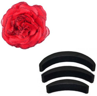 

Confidence Hair Accessories Combo (Puff + Rose) Hair Accessory Set(Black, Red)