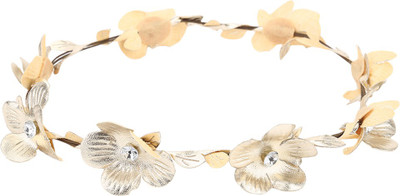 

Hair Drama Company Metallic Flower Crown for Women and Girls Head Band(Gold)