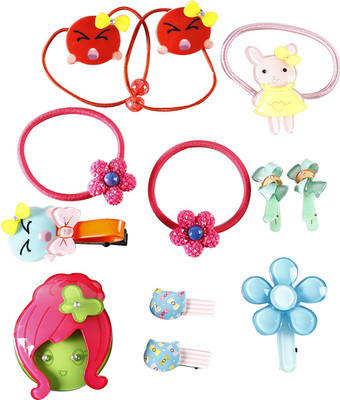 

sringhar Hair clips and rubber band premium quality pack of 12 pcs Hair Accessory Set(Multicolor)