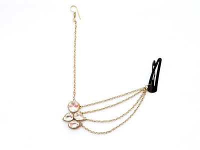 

Pretty Ponytails Gold Kundan Boho Matha Patti Tikka Wedding Hair Accessory Hair Chain(Gold)