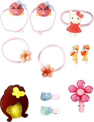 

sringhar Hair clips and rubber band premium quality pack of 12 pcs Hair Clip, Rubber Band, Hair Claw(Multicolor)