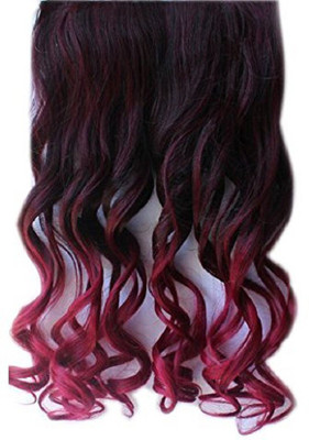 

Confidence 100% Original Curly Real Human Extension 1 Pcs With 5 Clips For Women & Girls 100 Grams (20 Inch, Black To Wine Red) Hair Extension
