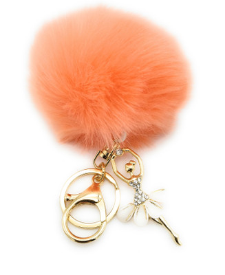 

Gemmas Fashion Dancing Angel & Peach Pom Pom Key Chain