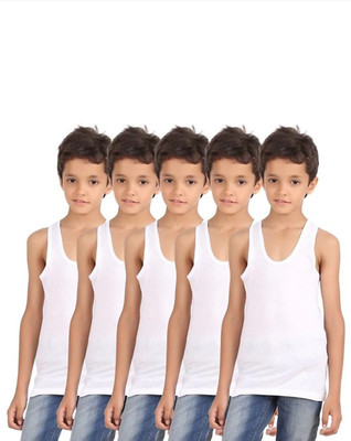 RUPA JON Vest For Boys Cotton Blend(White, Pack of 5)