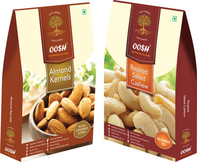 

Oosh California Almond Kernel 250g & Roasted Salted Cashews 250g ( Total 500g) | Premium Dry Fruits | Gifting Ideas Almonds, Cashews(500 g, Box)