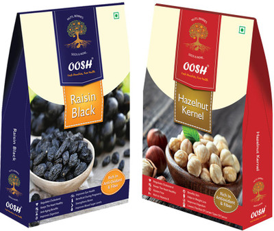 

Oosh Seedless Black Raisin 250g & Turkish Hazelnuts 200g ( Total 450g) | Premium Dry Fruits | Gifting Ideas Raisins, Hazelnuts(450 g, Box)