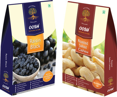 

Oosh Seedless Black Raisin 250g & Roasted Salted Cashews 250g ( Total 500g) | Premium Dry Fruits | Gifting Ideas Raisins, Cashews(500 g, Box)