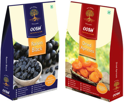 

Oosh Seedless Black Raisin 250g & Turkish Apricots 200g ( Total 450g) | Premium Dry Fruits | Gifting Ideas Raisins, Apricots(450 g, Box)