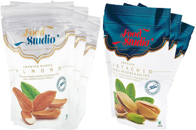 

Food Studio Iranian MamraIranian Pistachio Dry Fruits Combo of 6 - 250Grams (3 of Each) Almonds(250 g, Pouch)