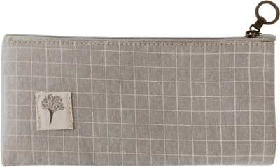 

Bag of Small Things Stylish Checks Art Canvas Pencil Box(Set of 1, Brown)
