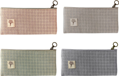 

Bag of Small Things Stylish Plain Art Canvas Pencil Boxes(Set of 4, Multicolor)