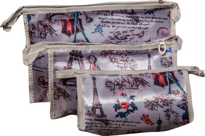 

S-MAX Travelling Set of 3 pouch , Bag ,Travel Toiletry Cosmetic Makeup Bag Organizer Pouch(Grey)
