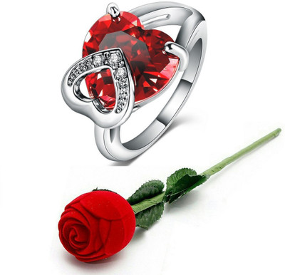 

Jewels Galaxy Valentine Rings Alloy Cubic Zirconia, Crystal Platinum Plated Ring, Multicolor