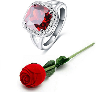 

Jewels Galaxy Valentine Rings Alloy Cubic Zirconia, Crystal Platinum Plated Ring, Red