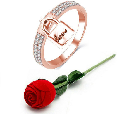 

Jewels Galaxy Valentine Rings Alloy Cubic Zirconia, Crystal 18K Rose Gold Plated Ring, White