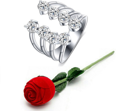 

Jewels Galaxy Valentine Rings Alloy Cubic Zirconia, Crystal Platinum Plated Ring, White